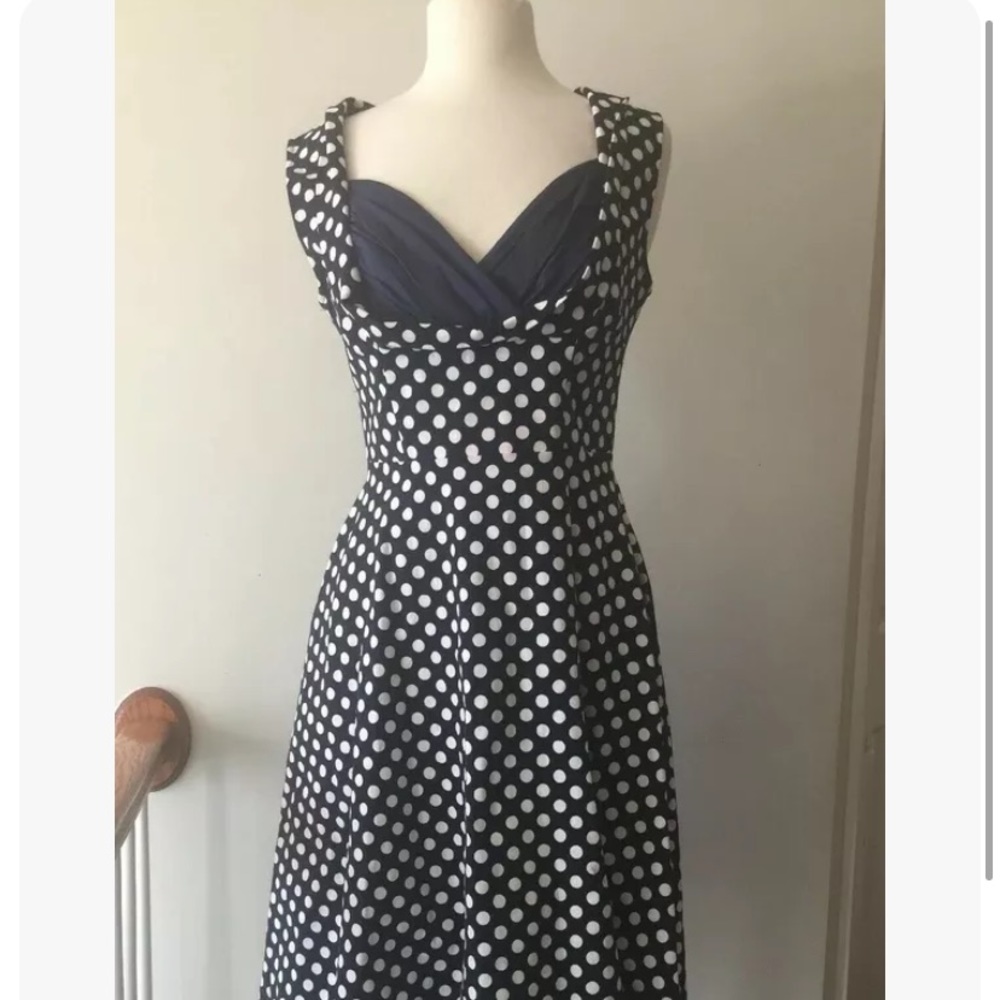 Miusol Dress Retro Style 10-12 Navy Blue Polka Dot A Line Cosplay Flattering